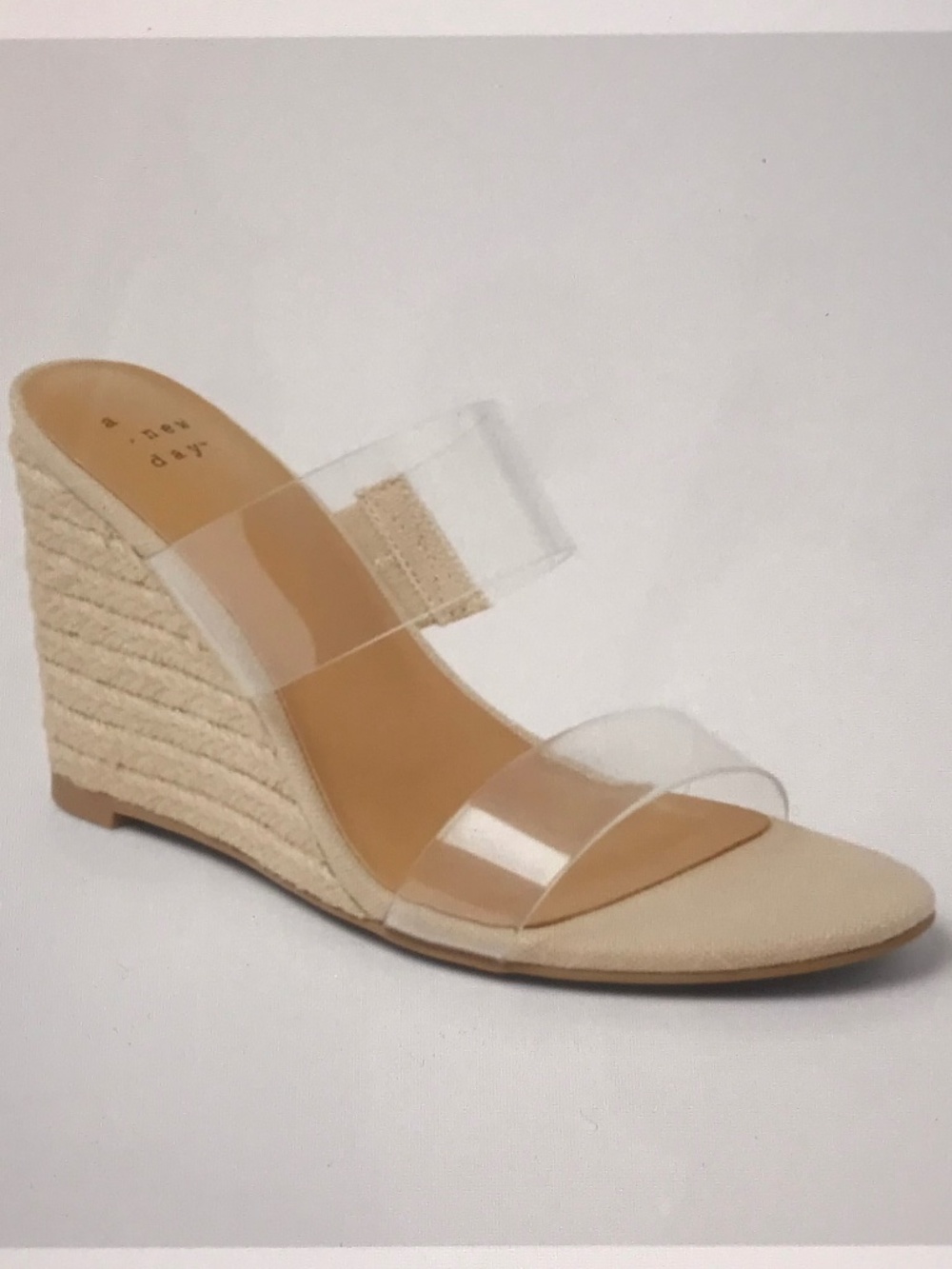 A NEW DAY Ansel Double Band Open Toe Wedge Espadrille Heels Women’s Size 8.5 NWT